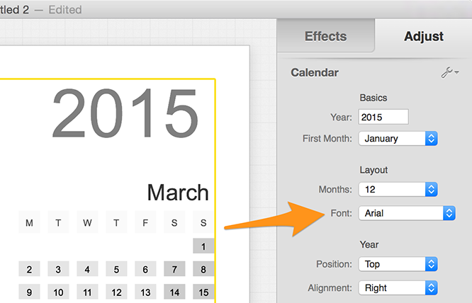 Change calendar font.