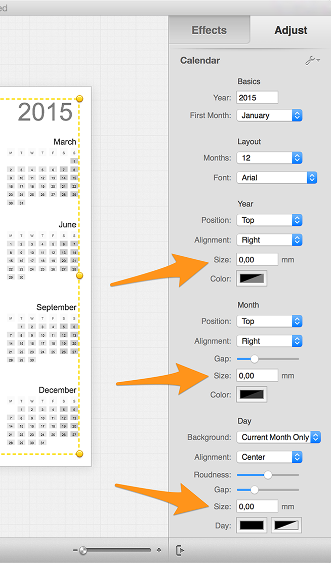 Change calendar font size.