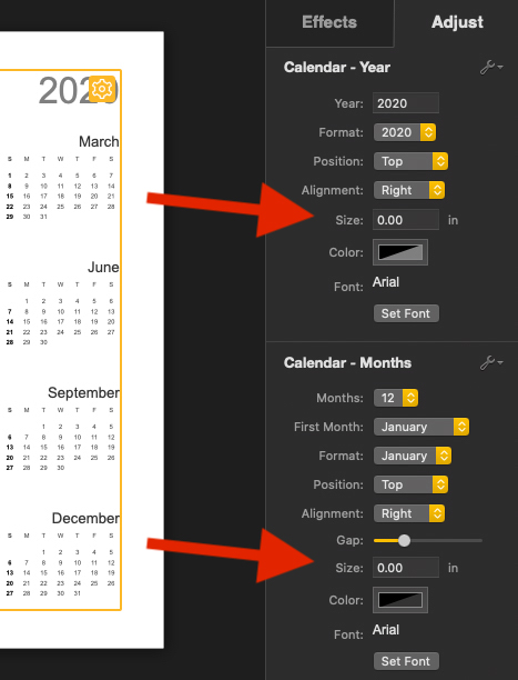 Change calendar font size.